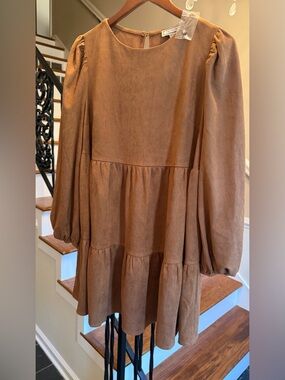 Flying Tomato Rust Brown Faux Suede Mini Dress NWOT